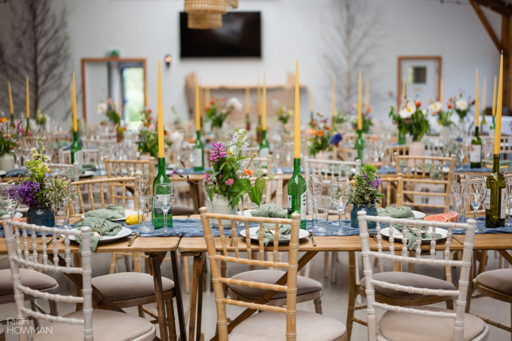 Inside Wedding Barn for wedding breakfast