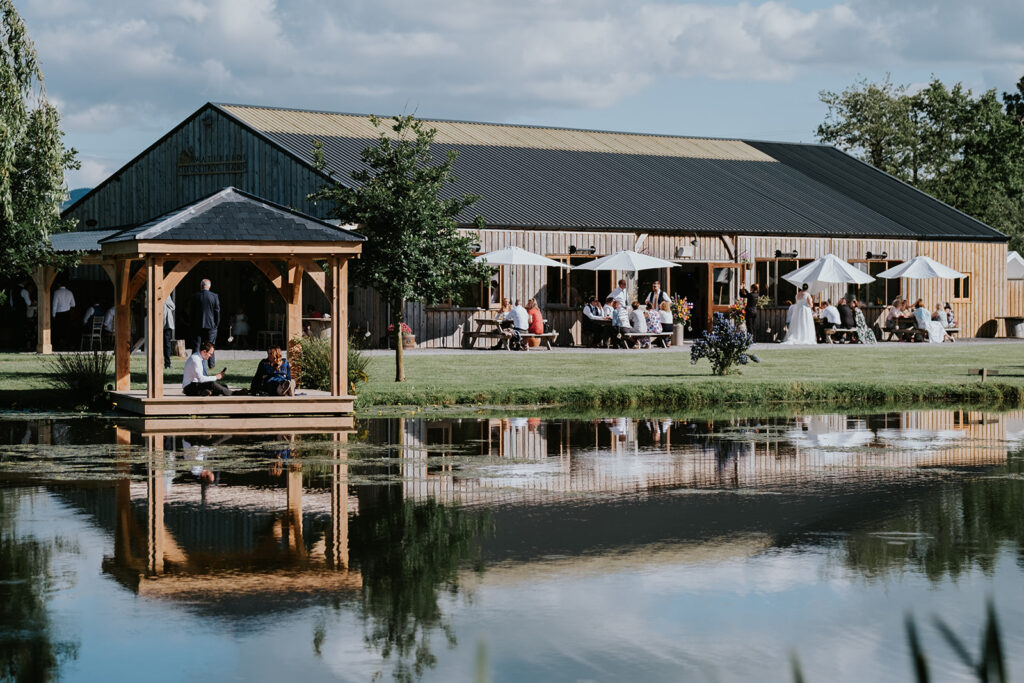 Wedding Barn Drinks outside