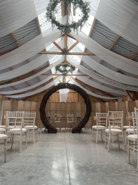 Indoor ceremony setup rustic